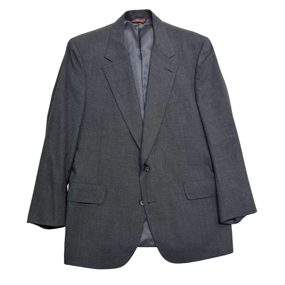 vtg 90s Nordstrom 40S 41S 34x29 Charcoal 2pc Pant Suit Pleated Cuffed wool USA
